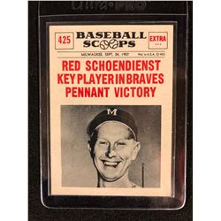 1961 Nu Card Scoops #425 RED SCHOENDIENST KEY PLAYER IN BRAVES PENNANT VICTORY