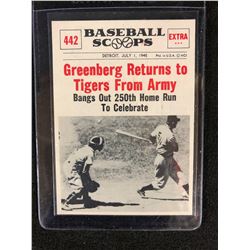 1961 Nu Card Scoops #442 GREENBERG RETURNS TO TIGERS FROM ARMY