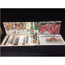 VINTAGE SODA POP ADVERTISING LOT (18" X 12")