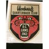 Image 1 : 1963 B.C LIONS WOODWARD'S QUARTERBACK CLUB PATCH