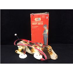 1960s Vintage Fisher Price Snoopy Sniffer Wood Pull Toy W/ Box