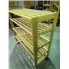 Image 4 : 4 TIER BAKERY PRODUCT SHELVING, SOLID OAK ON WHEELS, 4'X4'X20"