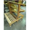 Image 3 : 3 TIER FRONT, 1 SHELF BACK, ON WHEELS, SOLID OAK 4'X4'
