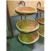 Image 1 : 3 TIER WICKER BASKET PRODUCT MERCHANDISING STAND, METAL FRAME 4'6"H