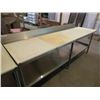 Image 1 : MEAT CUTTING TABLE, STAINLESS W/ CUTTING BOARD TOP AND KNIFE HOLDERS, UNDER-COUNTER SHELF 31"DX3'HX8
