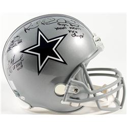 Troy Aikman, Emmitt Smith  Michael Irvin Signed Cowboys Full-Size Helmet With (3) Super Bowl Inscrip