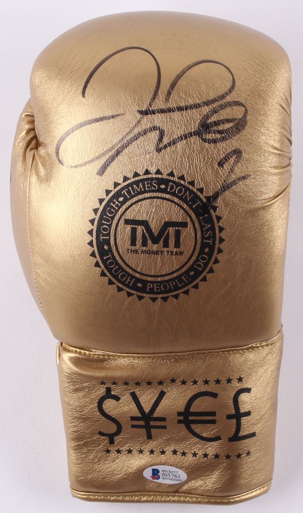 Floyd Mayweather Jr. Signed Gold TMT Boxing Glove (Beckett COA)