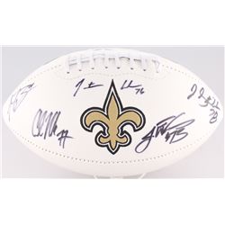 Saints Logo Football Team-Signed By (5) With Jahri Evans, Jonathan Goodwin, Carl Nicks, Jon Stinchom