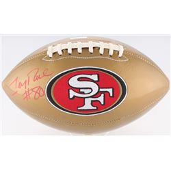Jerry Rice Signed 49ers Logo Gold  Leather Football (Radtke COA)