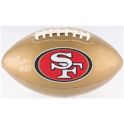 Jerry Rice Signed 49ers Logo Gold Leather Football (Radtke COA)