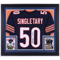 Mike Singletary Signed Bears 31.5x35.5 Custom Framed Jersey Inscribed "HOF 98" (JSA COA)