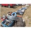 Image 6 : Pallet of irrigation hoses, dry commercial fire extinguisher, air meter for testing concrete, shovel
