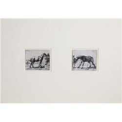 Pieter van de Laer, Drinking Horse and Pissing Horse, Two Etchings