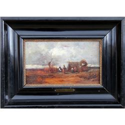 Geza Meszoly, Gypsy Camp, Oil Painting