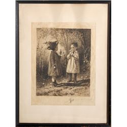 James Smillie, What O'Clock is it?, Etching