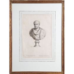 Etienne Baudet, Buste Antique de Marbre d'un Consul Romain, Etching