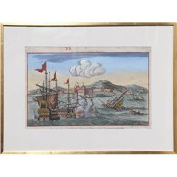 Jean-Francois Daumont, Vue perspective de la Ville de St. Francois, Hand-Colored Etching