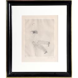 Marc Chagall, Pierrot avec Parapluie (Man with Umbrella), Hand-Colored Etching