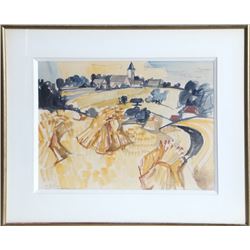 Jacques Despierre, French Countryside, Watercolor Painting
