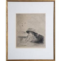 Jean-Louis Forain, Grieving Couple, Etching