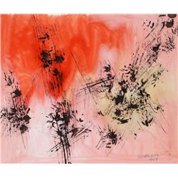 Rolph Scarlett, Abstract with Red on Pink, Gouache Painting