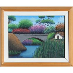 Roberto Velasquez, House by a River, Acrylic Painting