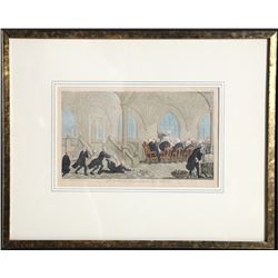 Thomas Rowlandson, Doctor Syntax Entertained at College, Handcolored Aquatint Etching