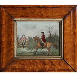 John Leech, Two People and Horse, Handcolored engraving