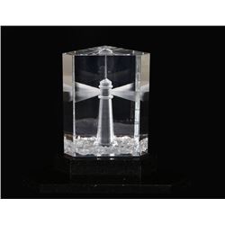 Steuben Beacon of Light, Lighthouse Etched Crystal Glass Prism