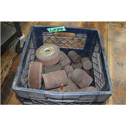 Tote of Various Grinding Stones