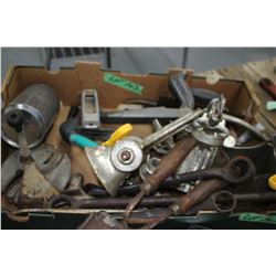 Box of Misc. Tools - Meat Grinders, Riveters, Clamps & Rasp