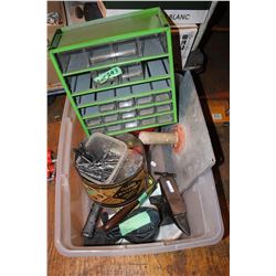 Tote of Misc. Tool and Shop Items