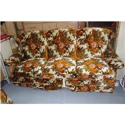 Sofa w/Fold Out Bed (Floral Pattern); Rocking Love Seat & Rocking Chair