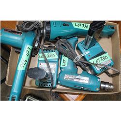 Makita Tools; Cordless Flashlight; Sm. 85mm Circ. Saw; 3/8" Drill w/2 Chrgrs & 2 Batteries