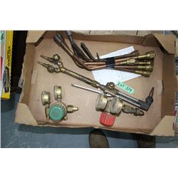 Flat of Welding Tips, Cutting Torch & Oxy/Acetelene Gauges