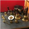 Image 1 : Tray Lot of Variety Hand Bells & Mini Brass Ornaments
