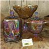 Image 1 : Iridized Carnival Glass (3 Candy Dishes)