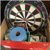 Image 1 : Box Lot: Dart Board, Playing Cards, 50/50 Tickets, etc !