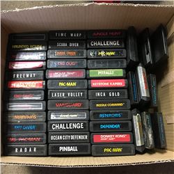 Box Lot: ATARI Game Collection (45) (Including: PacMan, Donkey Kong, Ms PacMan, Pinball, Spiderman, 