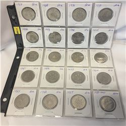 Canada Fifty Cent - Sheet of 20: 1968; 1969; 1970; 1971; 1972; 1973; 1974; 1975; 1976; 1978; 1979; 1