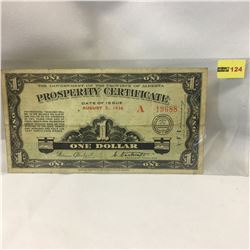 The Government of the Province of Alberta "Prosperity Certificate" 1936