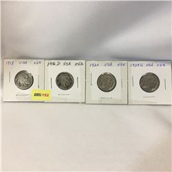 USA Five Cent - Set of 4: 1913; 1916D; 1920; 1929S