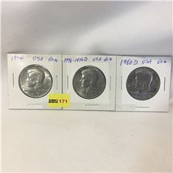 USA Fifty Cent - Set of 3: 1974; 1776-1976D; 1980D