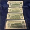 Image 2 : Canada $1 Bill 1973 - Set of 4 Sequential: BCB7971027/28/29/30