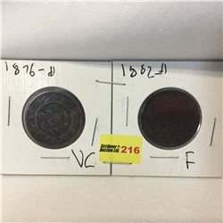 Canada Large Cent - Set of 2: 1876H; 1882H
