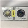 Image 1 : Canada Toonie 2017 - Set of 2: Aurora Borealis (Non Color/Color)