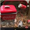 Image 1 : Tray Lot: Coca-Cola Collectibles (Cookie Jar, Tray, Glasses) etc