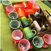 Image 1 : Tray Lot: Fire King Coffee Mugs, Shaving Items & Lighters