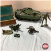 Image 1 : GI Joe Toy Tank, 6" Toy Soldier, Wood Box w/Matchbox Swamp Rat Toy, etc