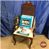 Image 1 : Rattan Back Arm Chair w/7 Albums (incl. Kenny Rogers, Willie Nelson, Wilf Carter, etc)